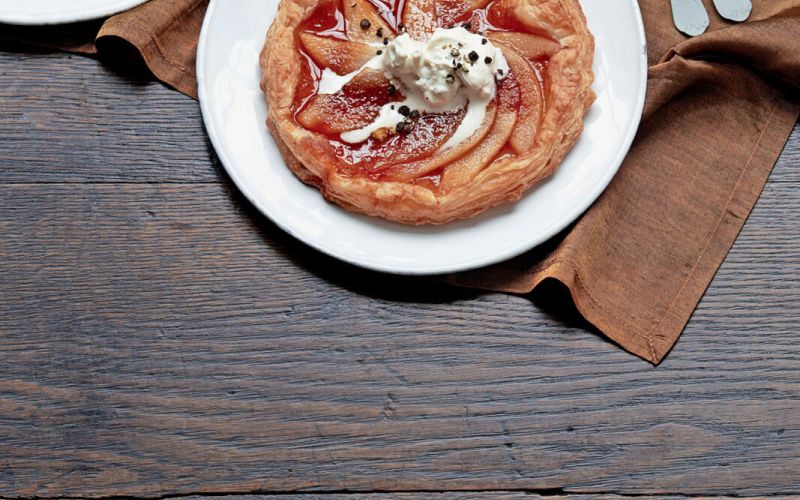 Simply Good Food sticky pear tarts with Roquefort cream