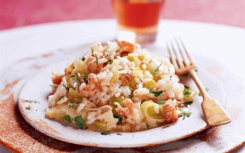 In season. Simply good food. Mary Cadogan p58-61Risotto with leeks and potted shrimps