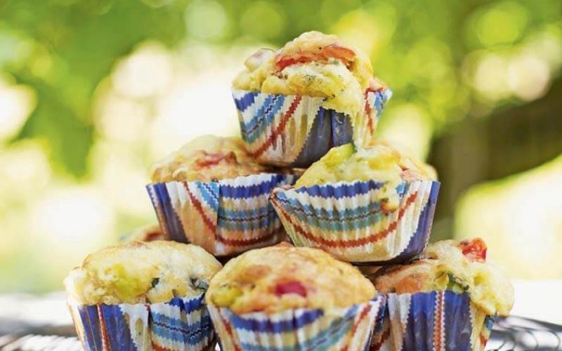 brie, courgette and red pepper muffinssummer's harvestin season