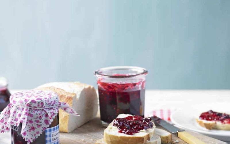 summer berry jam on bread