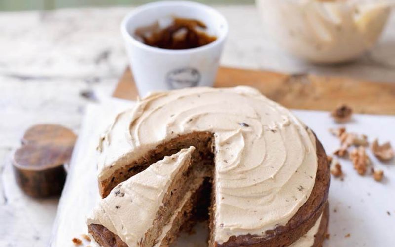 apple and walnut cake with treacle icingin season
