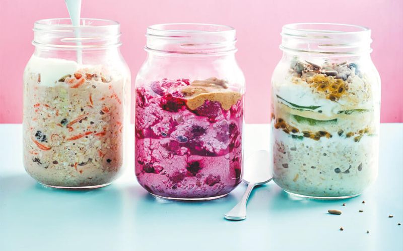 Three ways with overnight oatscarrot cake PBJTropical