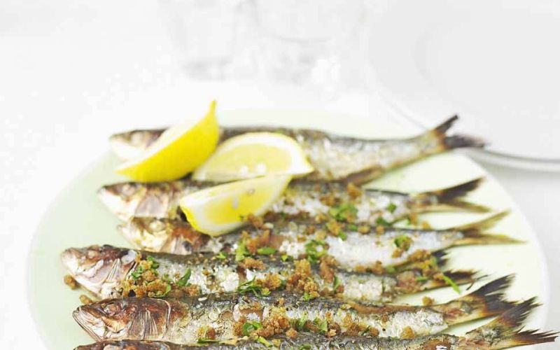 sardines with crisp paprika crumbs