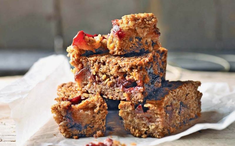 sticky plum flapjack bars
