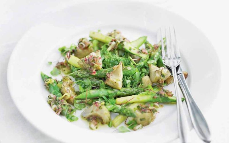warm artichoke and asparagus summer salad