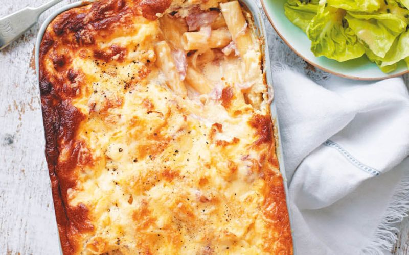 Puhasto zapecene sirove testenine s sunko