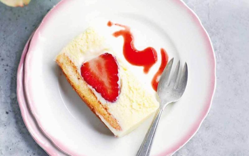 white chocolate and strawberry marquise