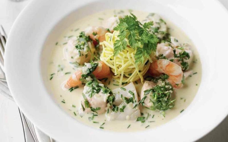 spaghetti with seafood veloute  gordon ramsay