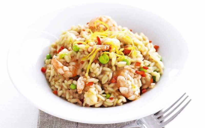 lemony prawn and pea risotto