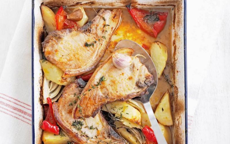 one pot roast pork chops with fennel and potatoes