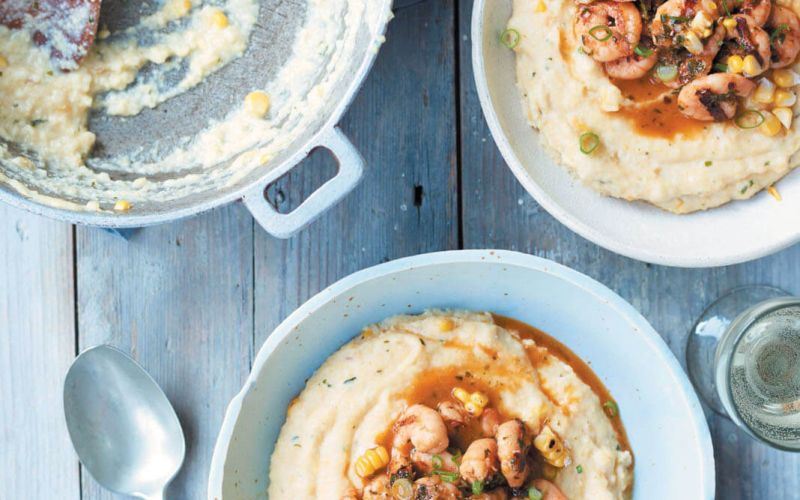 Vražja polenta z rakci in popečeno koruzo