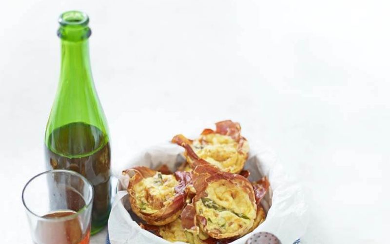 mini prosciutto and asparagus frittatas