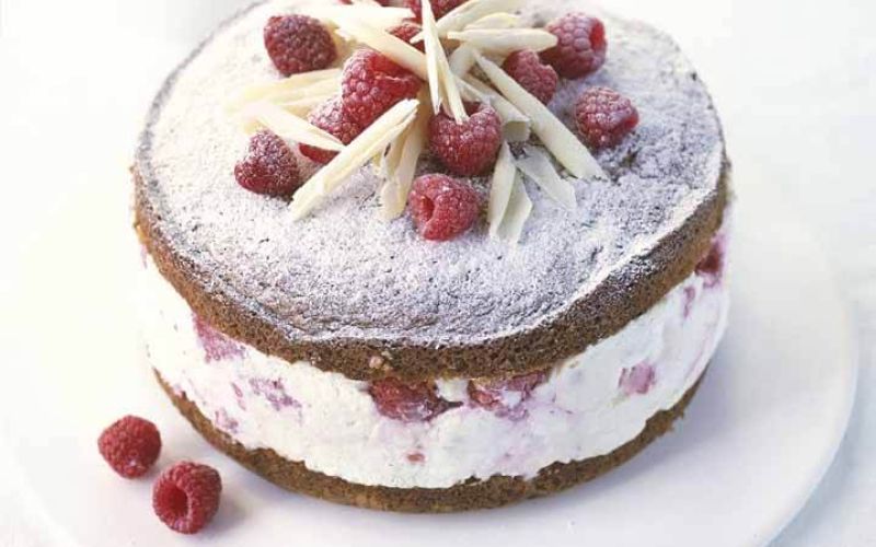 white chocolate rasberry and hazelnut marble torte
