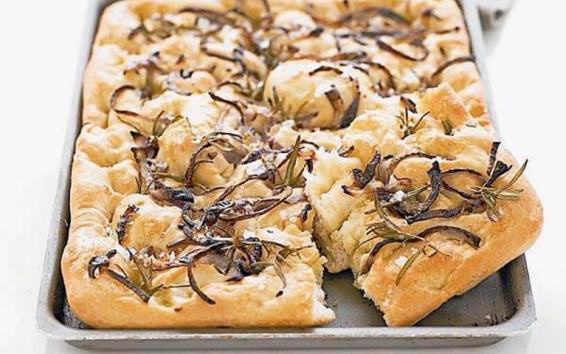 red onion and rosemary focaccia