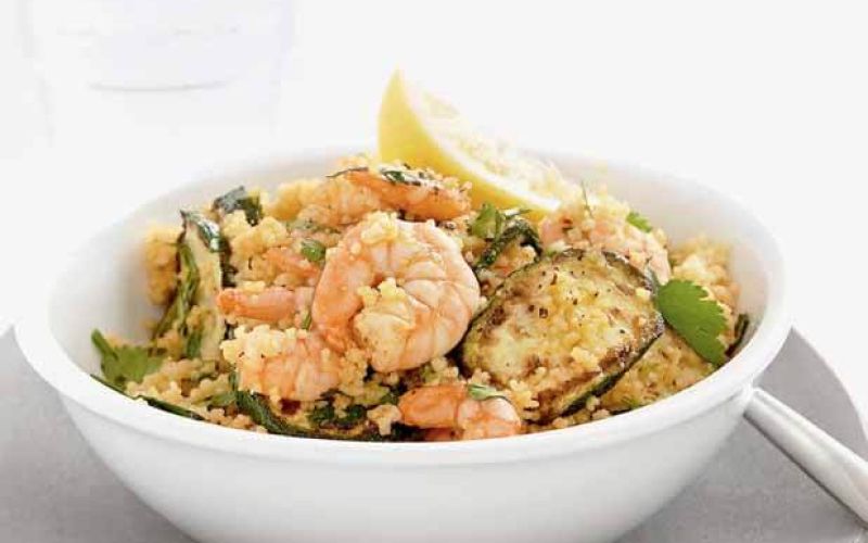 smokey prawns with cous cous