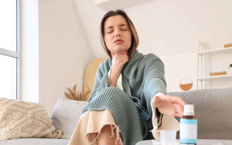 boleče grlo, prehlad, gripa