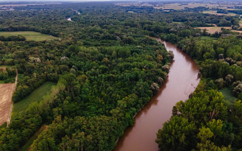 simbolična, nasip-ob-muri, gradišče, vodovarstveno-območje, dron, reka, gradnja