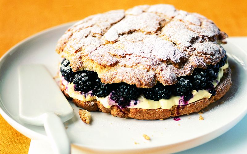 torta z robidami in topljeno smetano