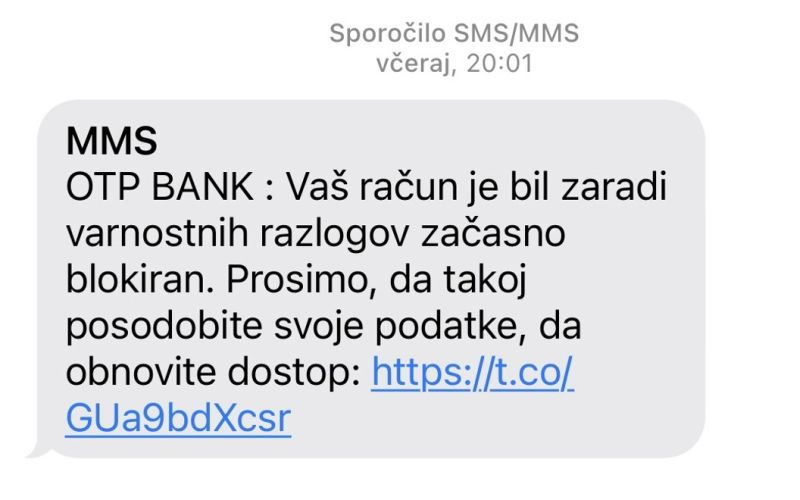 otp banka, spletna prevara