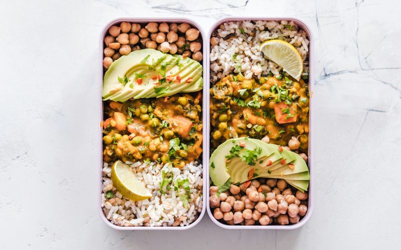 meal prep, riž, čičerika