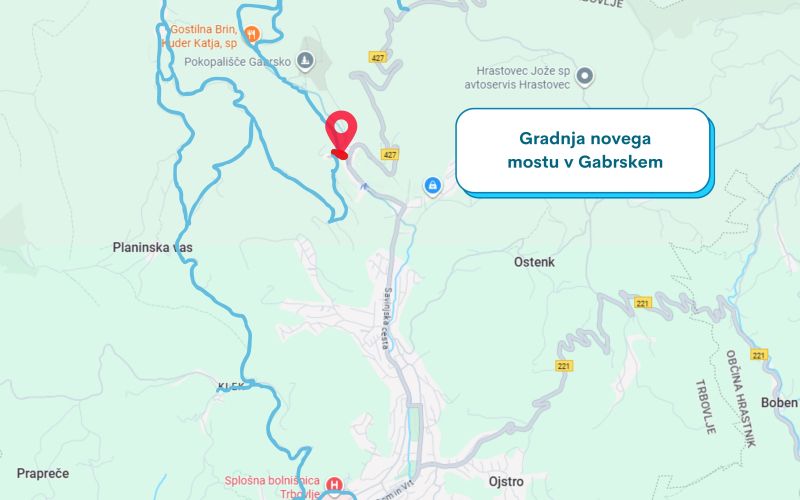 Zemljevid zapora ceste