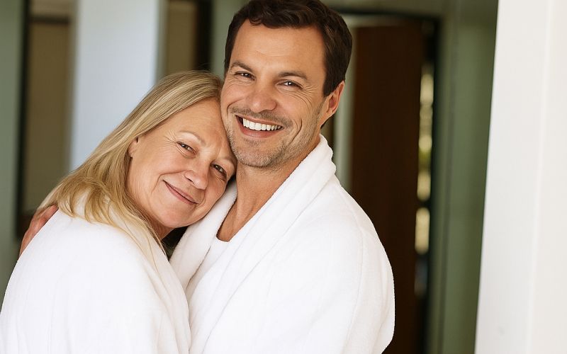 Starejša ženska, mlajši moški