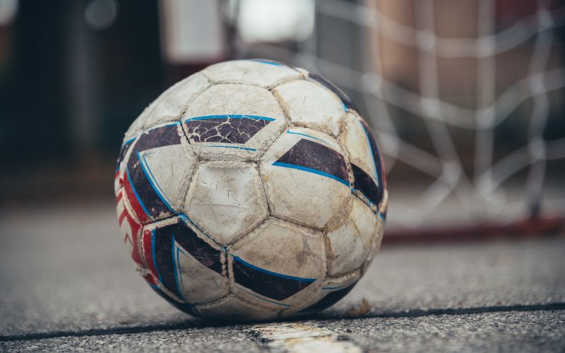 simbolična, nogomet, nogometno-igrišče, prazno, zapuščeno, žoga, igra, gol