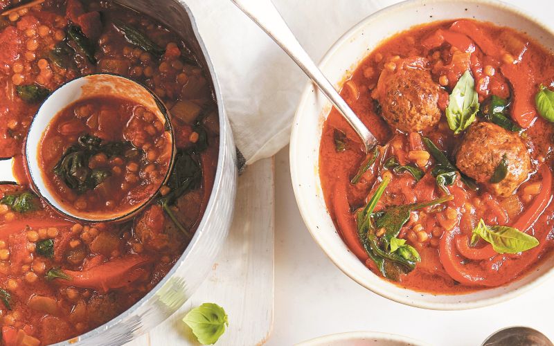 paradižnikova juha z mesnimi kroglicami