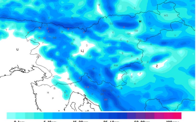 Napoved novozapadlega snega Neurje.si