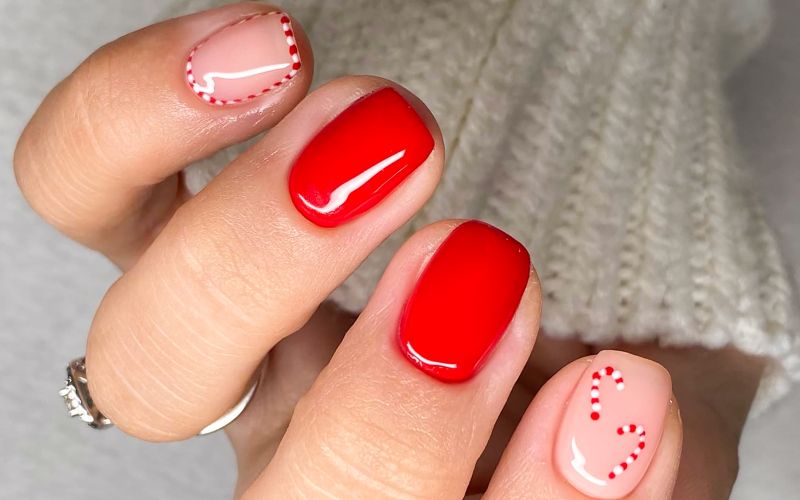 Rdeči nohti, praznični nohti