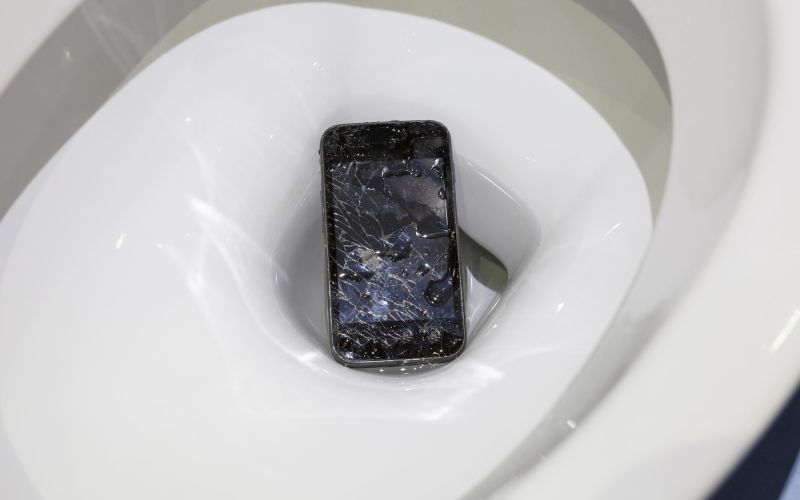 pametni telefon v stranišču