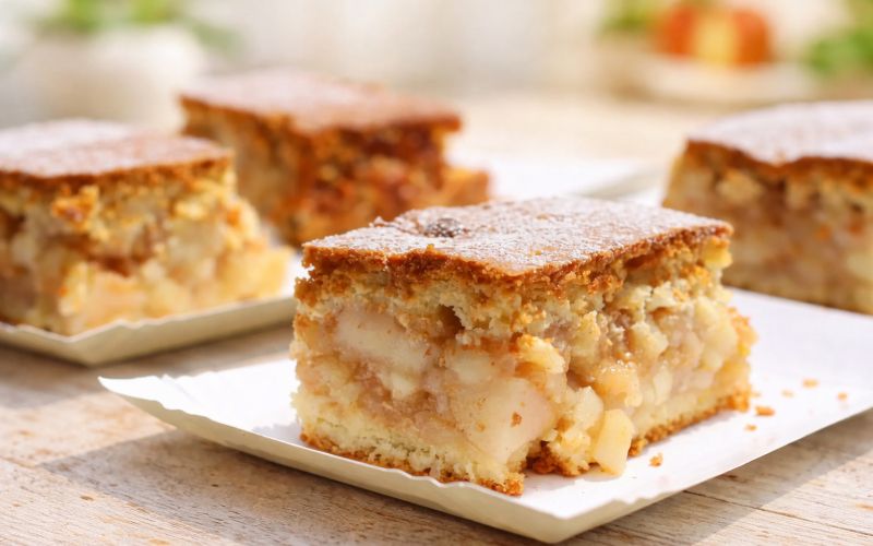 Jabolčni kolač z vanilijevim pudingom