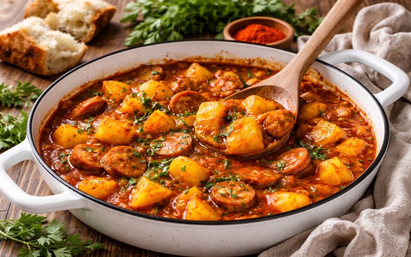 Golaž, krompir, klobasa