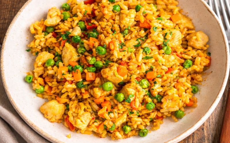 Rižota, zelenjava, piščanec