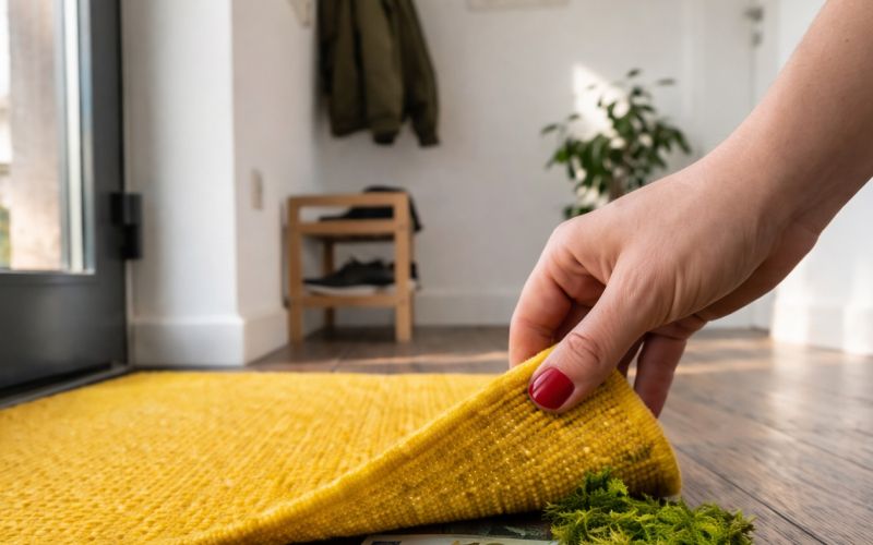 Lifting the doormat to reveal treasure.png