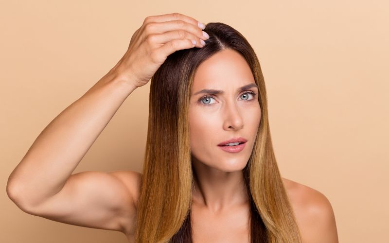 ženska, ogledalo, čelo 2