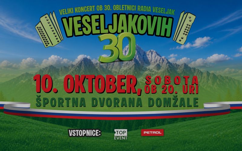 Veseljakovih 30 let: veliko praznovanje oktobra v Domžalah!