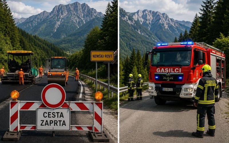 cesta zapora gasilci