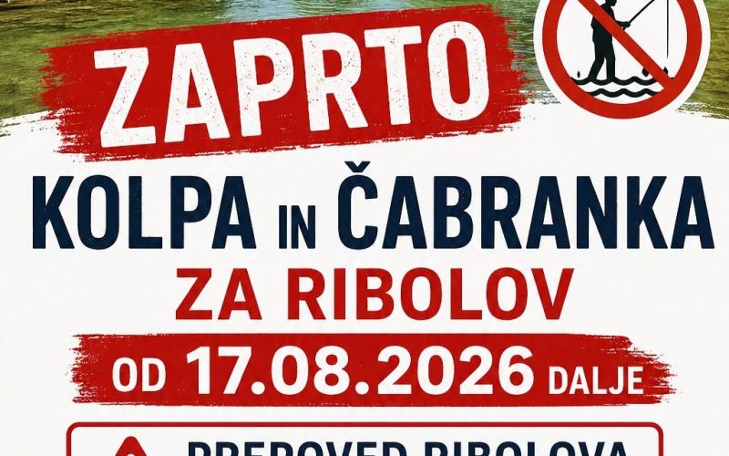Do preklica je prepovedan ribolov na Kolpi in Čabranki