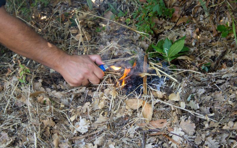 požigalec suha trava vžigalnik ogenj