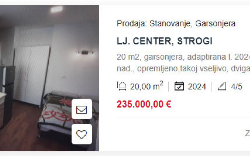 Stanovanje, Garsonjera, Prodaja Ljubljana mesto