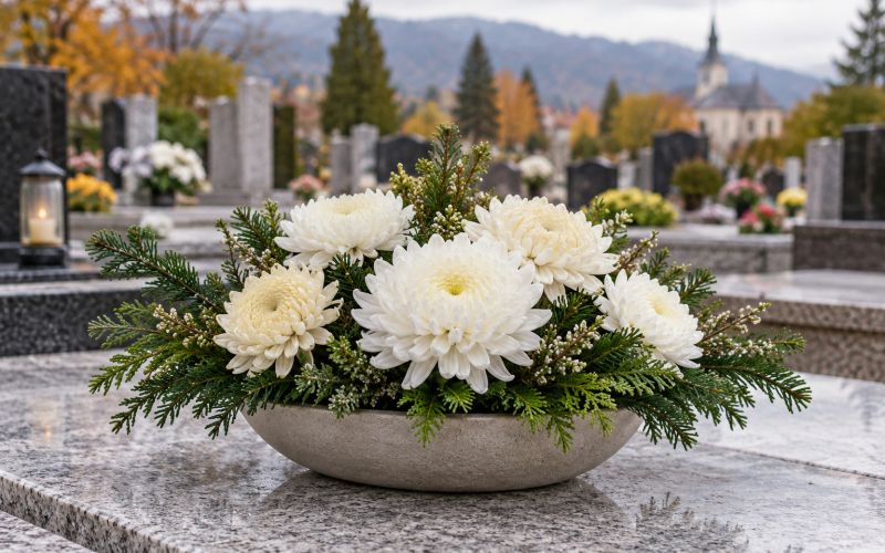 ikebana, nagrobne-dekoracije, grob