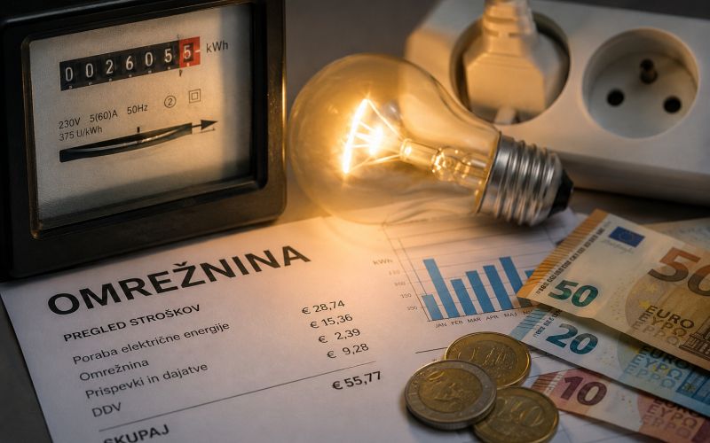 Stroški elektrike, omrežnina, cena