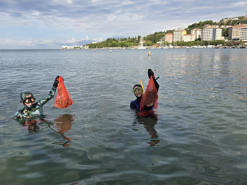 Potapljači v Piranu iz morja odstranili skoraj pol tone smeti