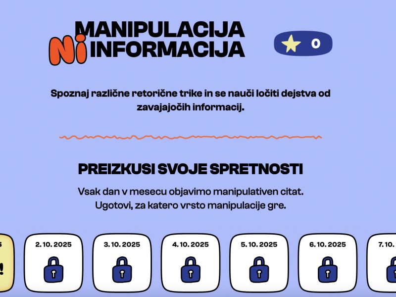 Manipulacija ni informacija: Kviz, ki vas uči prepoznati politične trike