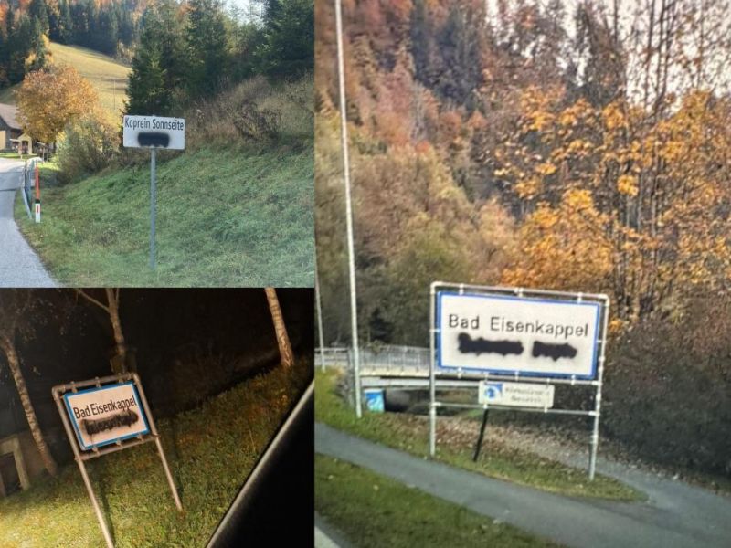 Vandali na avstrijskem Koroškem počrnili slovenska imena krajev