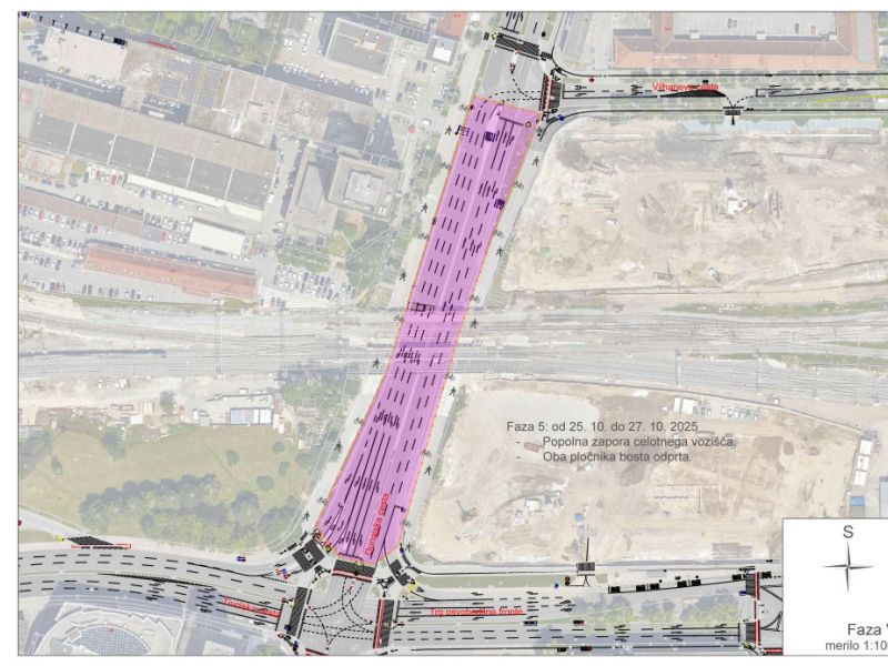 Do ponedeljka popolna zapora dela Dunajske ceste v Ljubljani