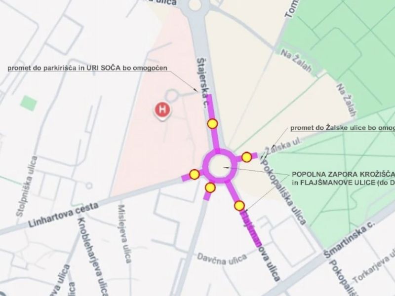 Se obeta kaos v Ljubljani? Krožišče Žale danes in jutri popolnoma zaprto