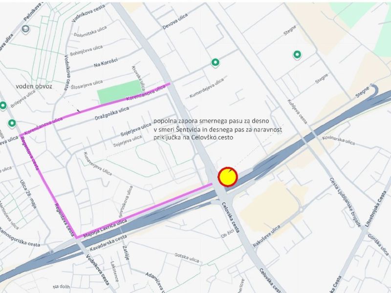 Zaprta Celovška cesta v Ljubljani zaradi izvedbe elektro priključka