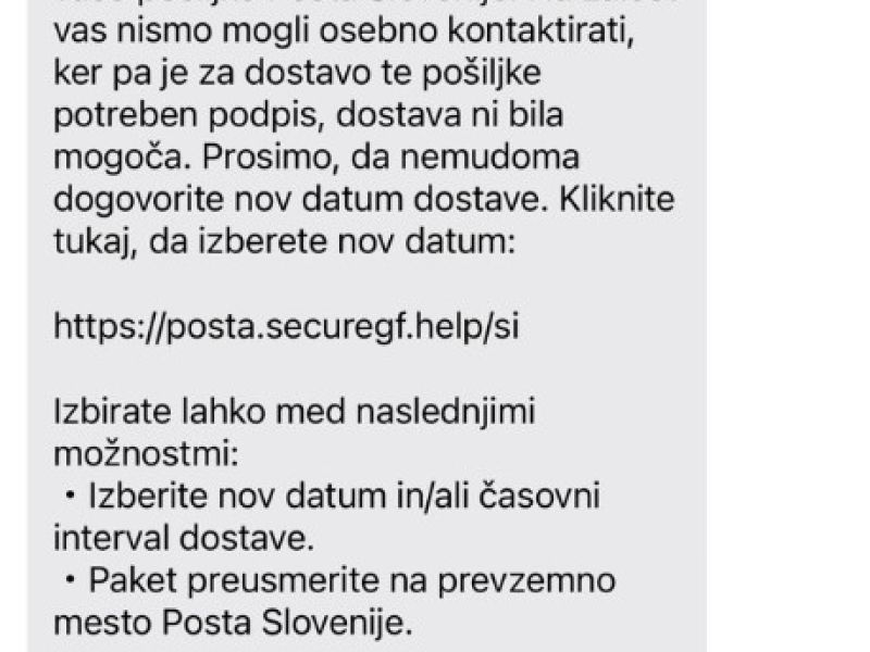 Praznični čas prinaša val spletnih prevar: Pošta Slovenije opozarja na lažne SMS-e in spletne strani